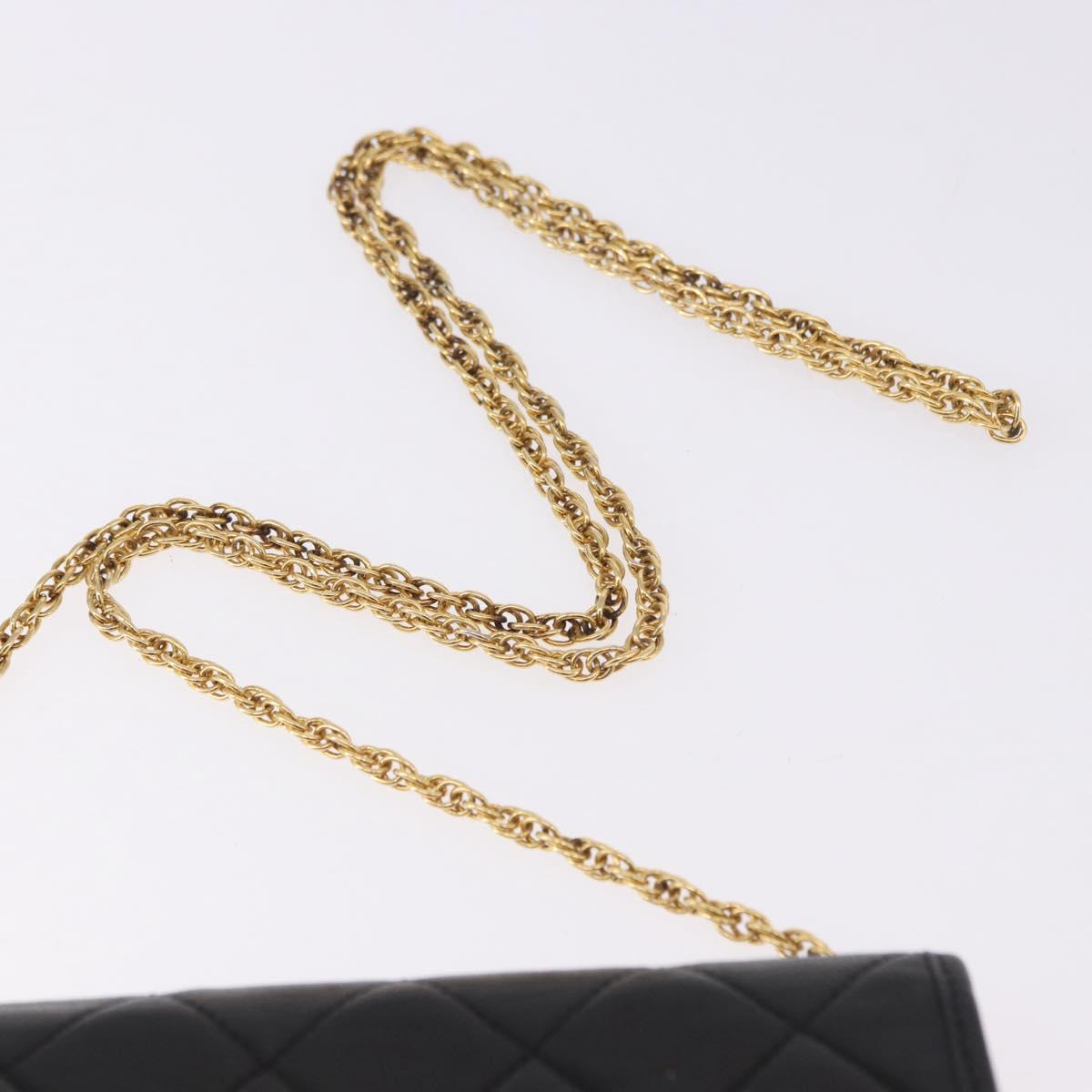CHANEL Chain Matelasse Shoulder Bag Lamb Skin Black Gold CC Auth 188292SAV