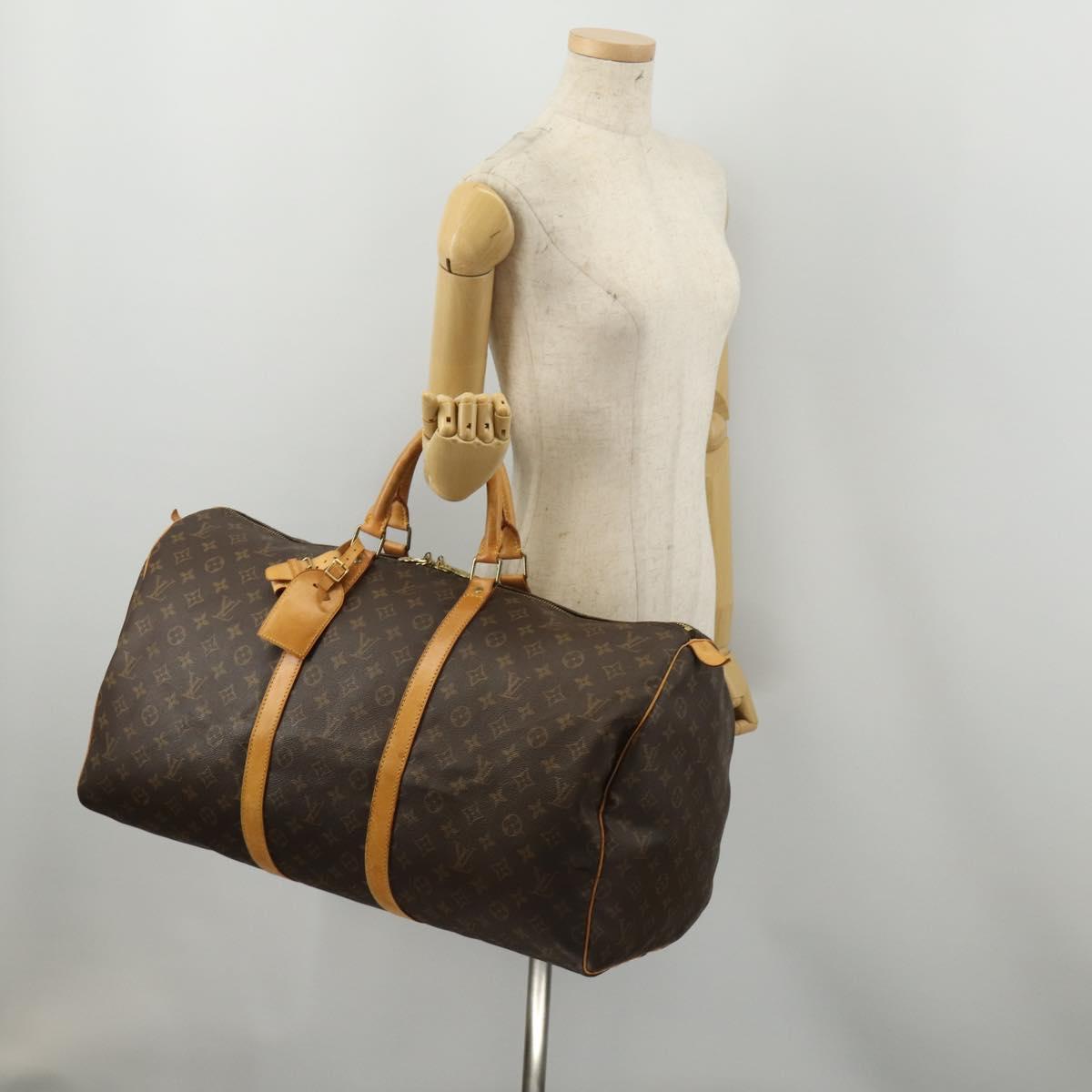 LOUIS VUITTON Monogram Keepall 55 Boston Bag M41424 LV Auth 188296