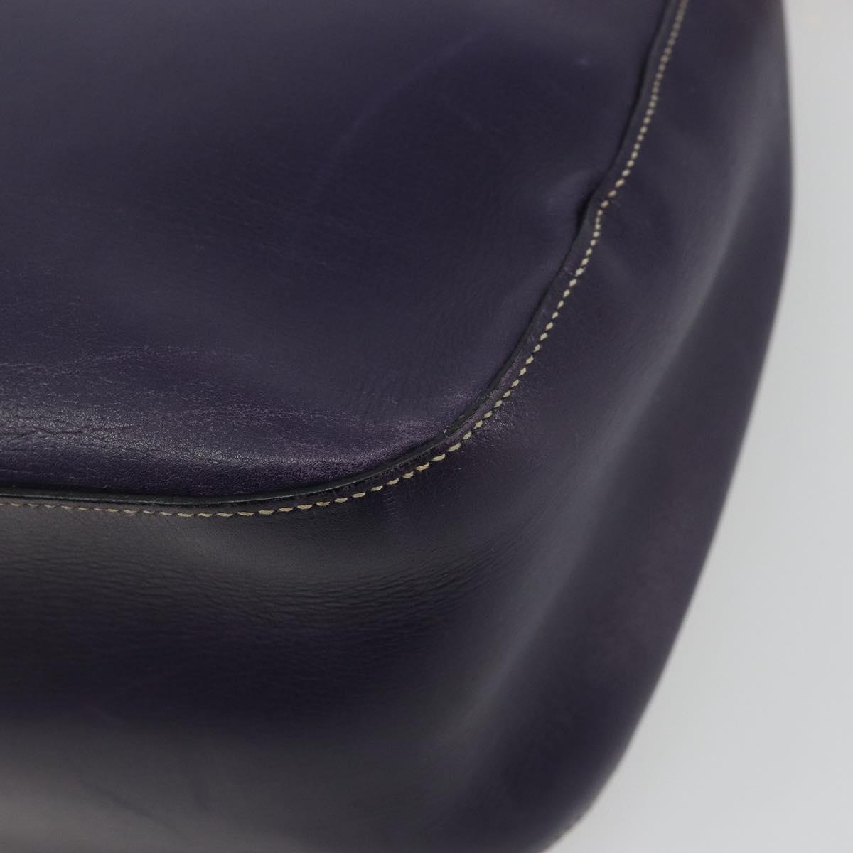 PRADA Shoulder Bag Leather Purple Gold Auth 188299A