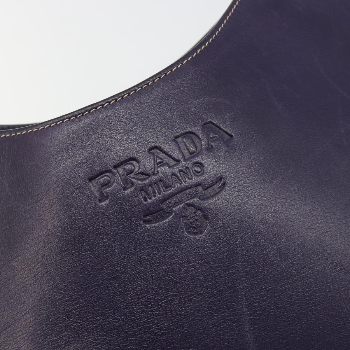 PRADA Shoulder Bag Leather Purple Gold Auth 188299A