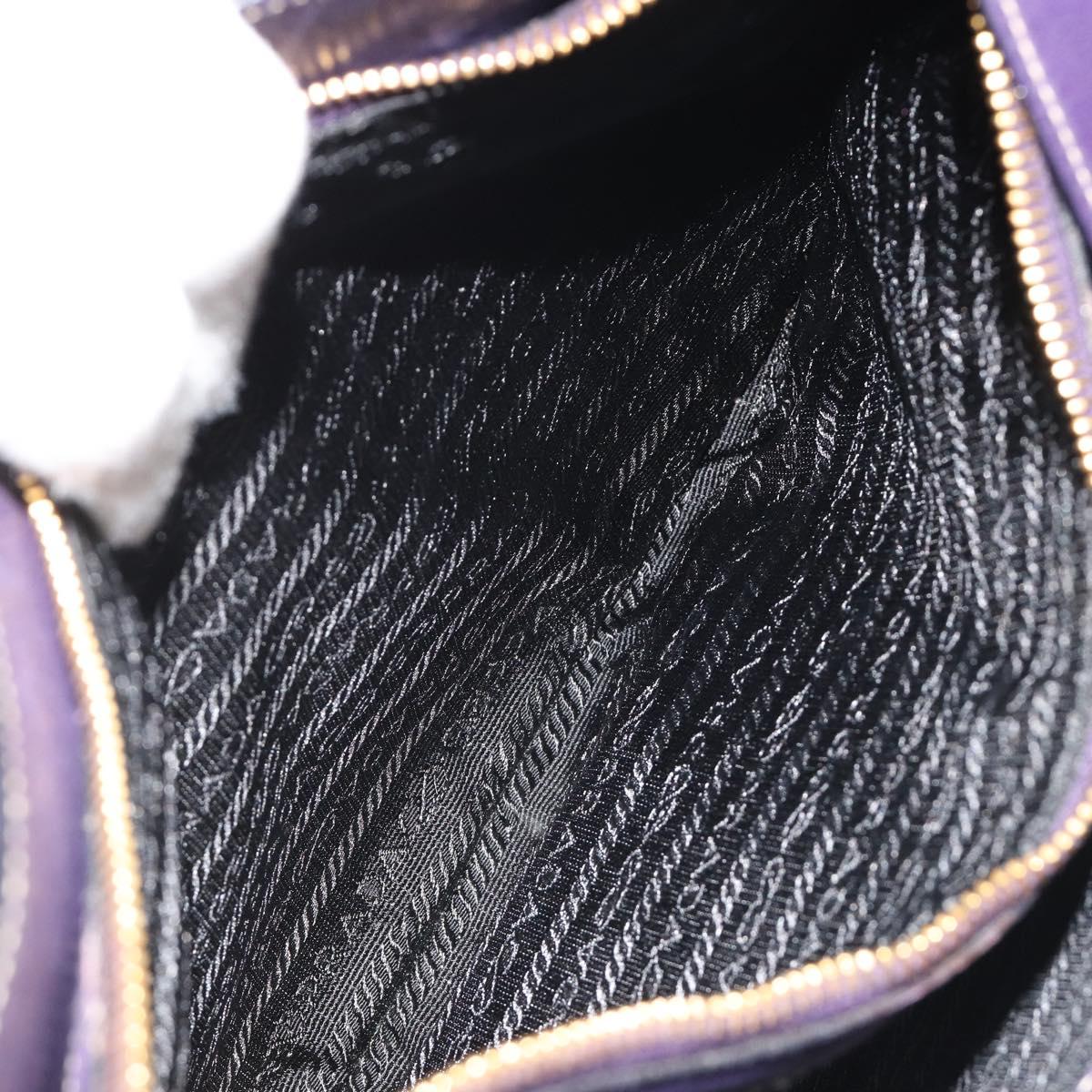 PRADA Shoulder Bag Leather Purple Gold Auth 188299A