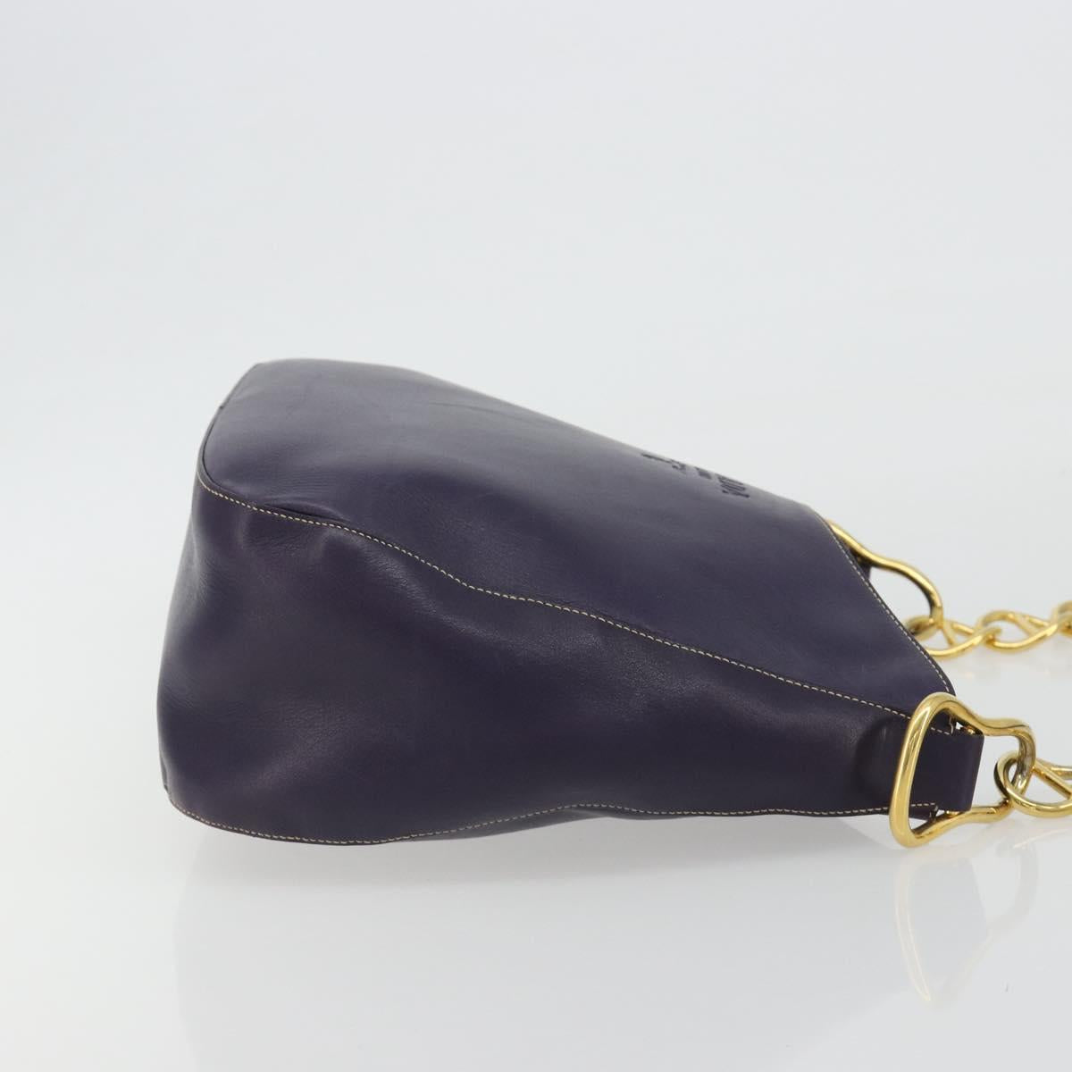 PRADA Shoulder Bag Leather Purple Gold Auth 188299A
