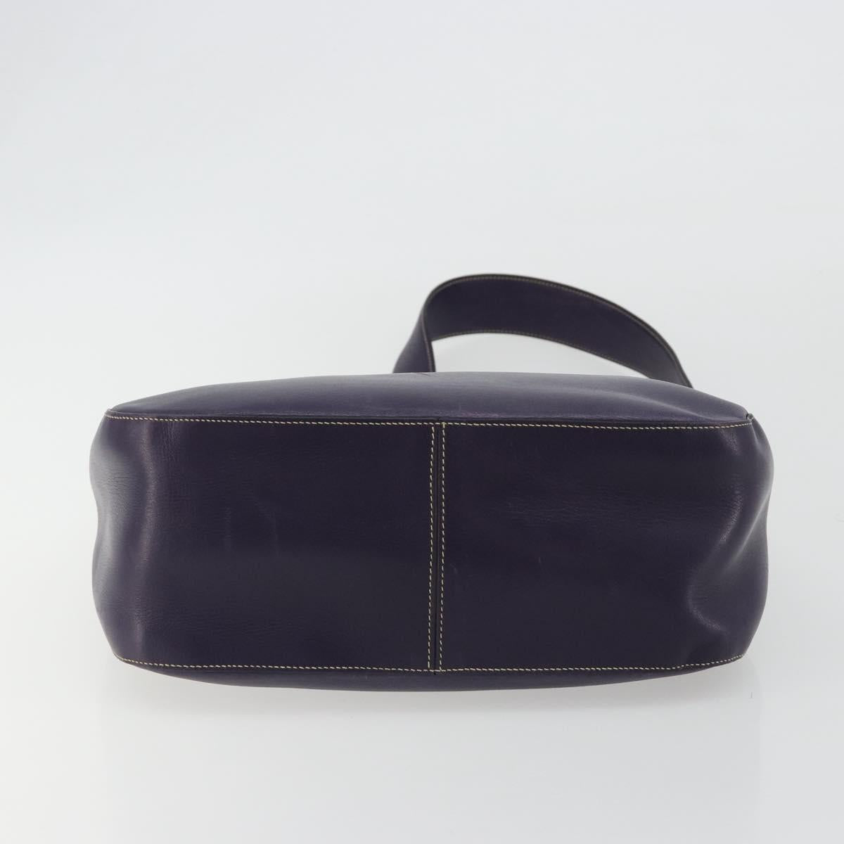 PRADA Shoulder Bag Leather Purple Gold Auth 188299A