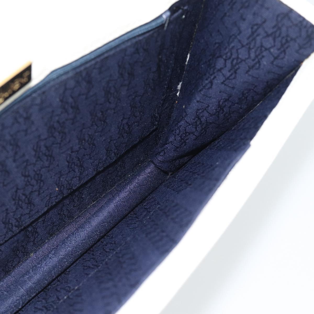 SAINT LAURENT Clutch Bag Leather White Gold Auth 188300