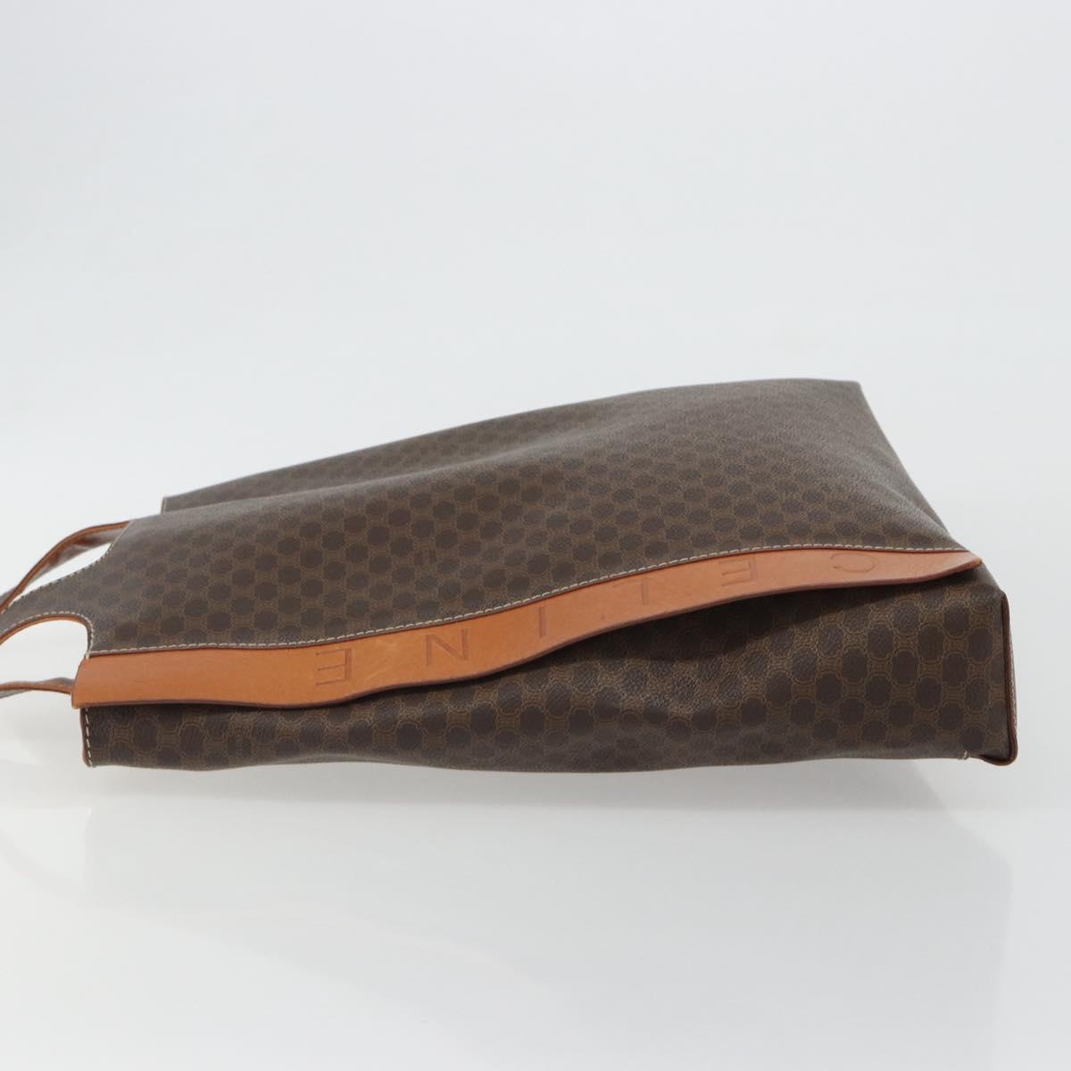 CELINE Macadam Canvas Tote Bag PVC Leather Brown Gold Auth 188302A