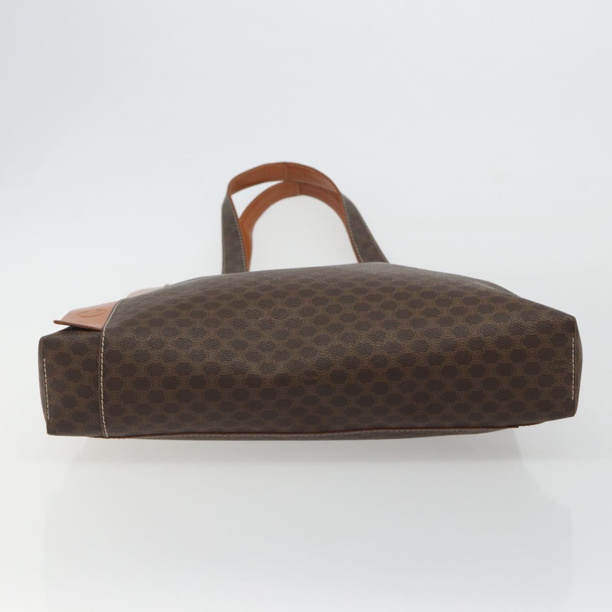 CELINE Macadam Canvas Tote Bag PVC Leather Brown Gold Auth 188302A
