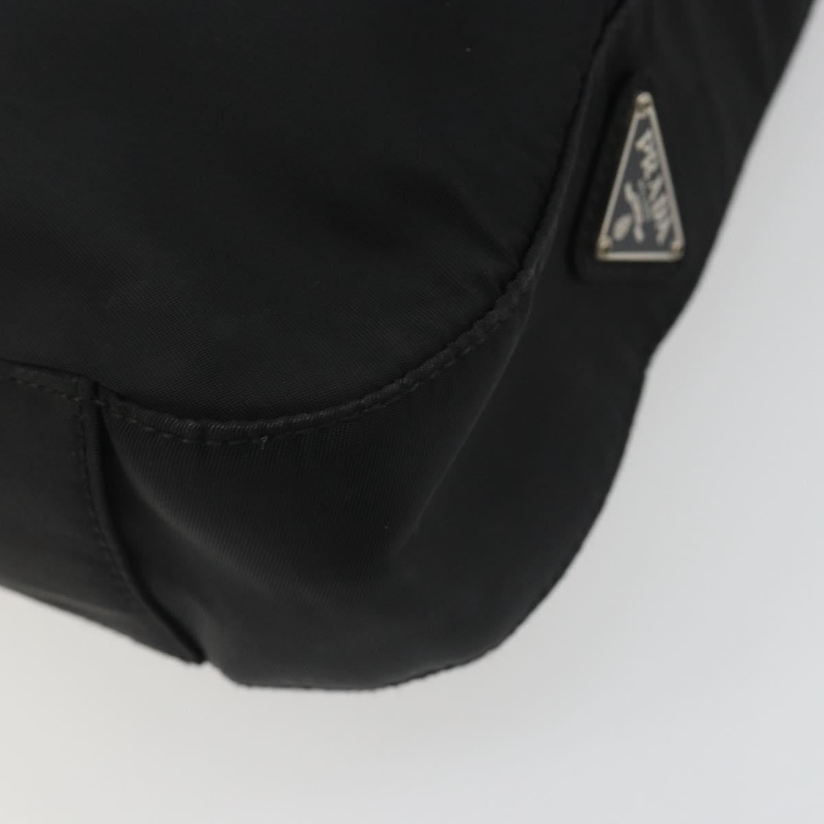 PRADA Hand Bag Nylon Black Silver Auth 188308A