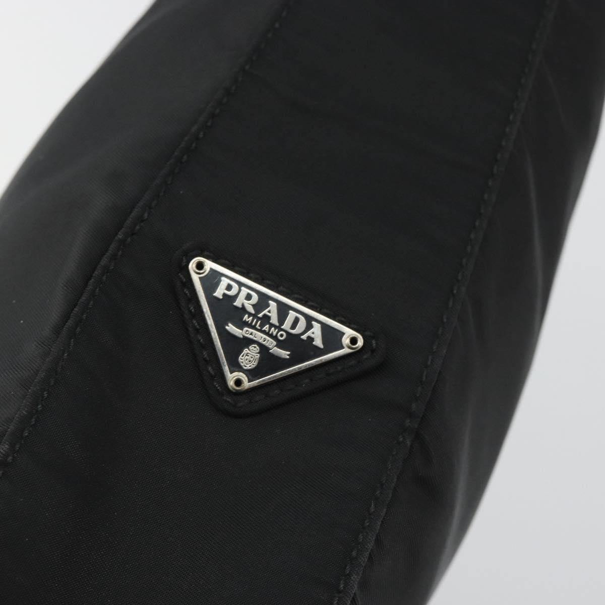 PRADA Hand Bag Nylon Black Silver Auth 188308A