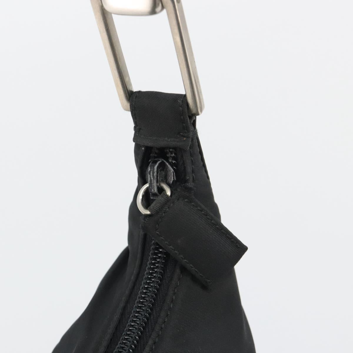 PRADA Hand Bag Nylon Black Silver Auth 188308A