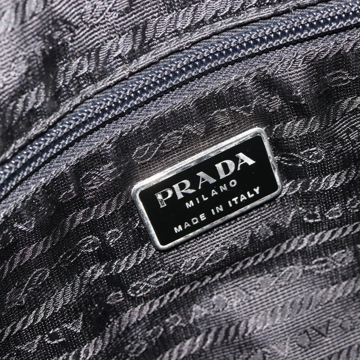 PRADA Hand Bag Nylon Black Silver Auth 188308A