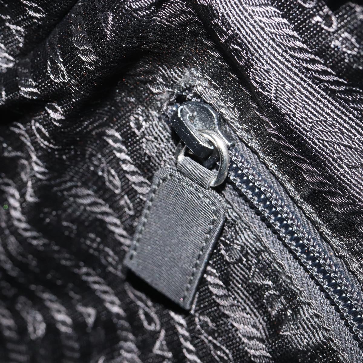PRADA Hand Bag Nylon Black Silver Auth 188308A