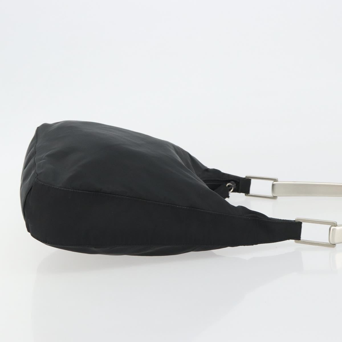 PRADA Hand Bag Nylon Black Silver Auth 188308A