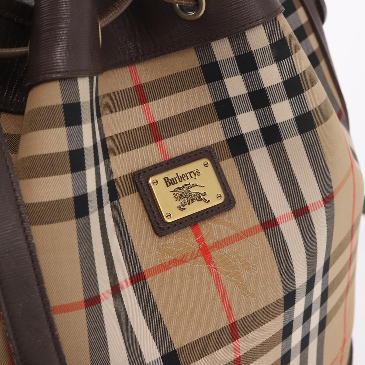 Burberrys Nova Check Shoulder Bag Canvas Beige Gold Auth 188310