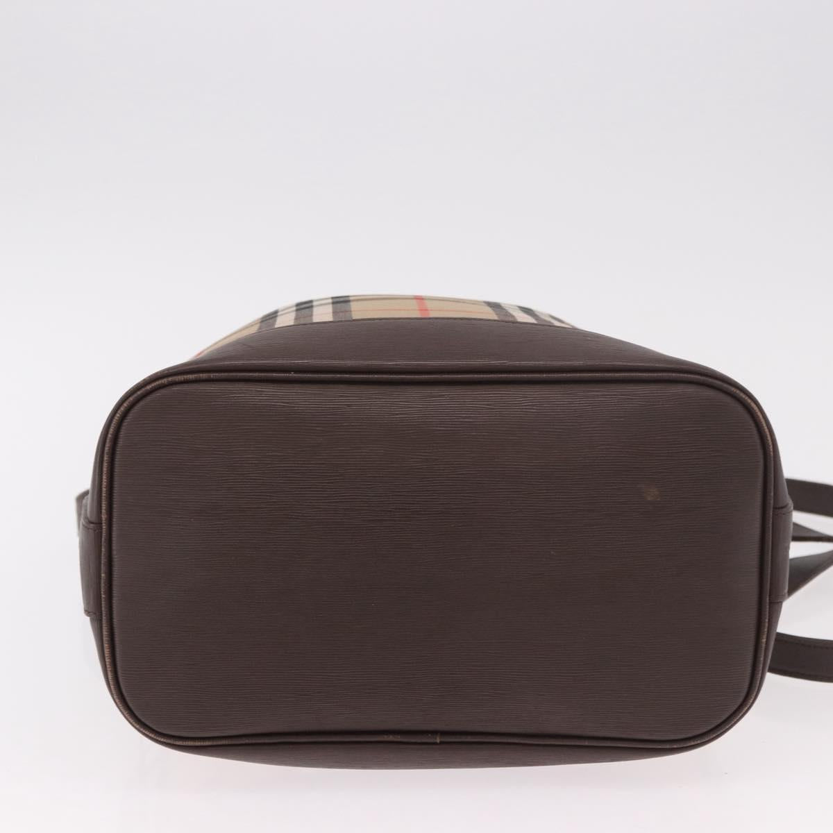 Burberrys Nova Check Shoulder Bag Canvas Beige Gold Auth 188310