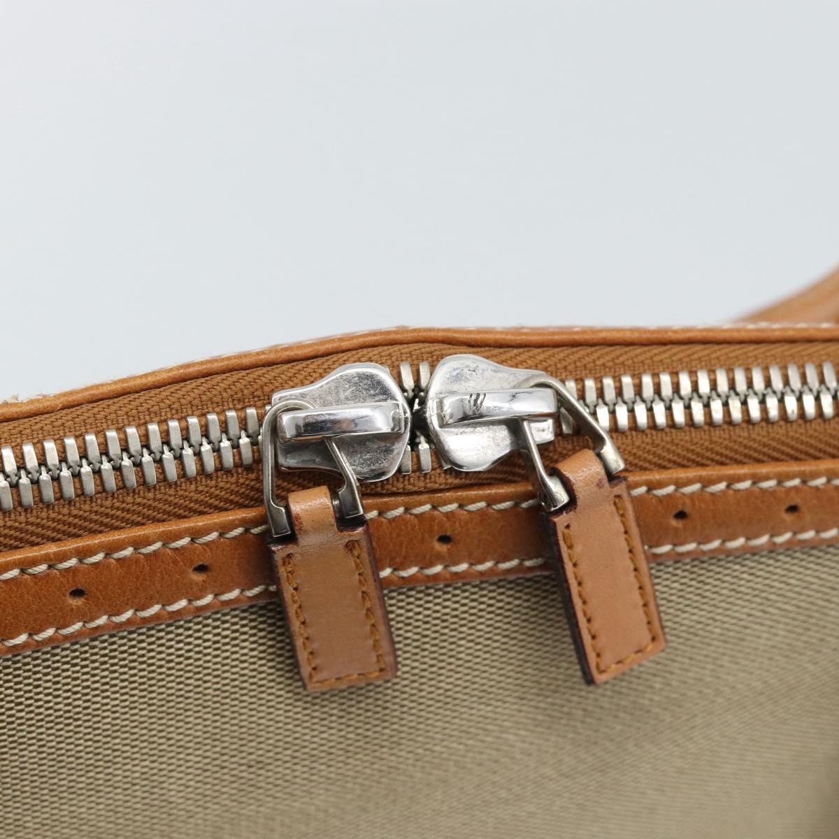 GUCCI Sherry Line Hand Bag Canvas Beige Silver 114887 Auth 188315
