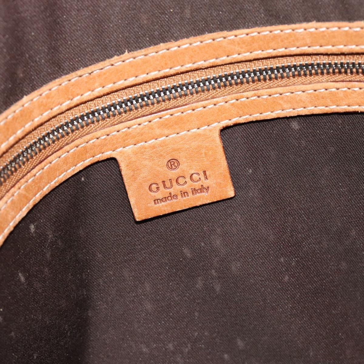 GUCCI Sherry Line Hand Bag Canvas Beige Silver 114887 Auth 188315