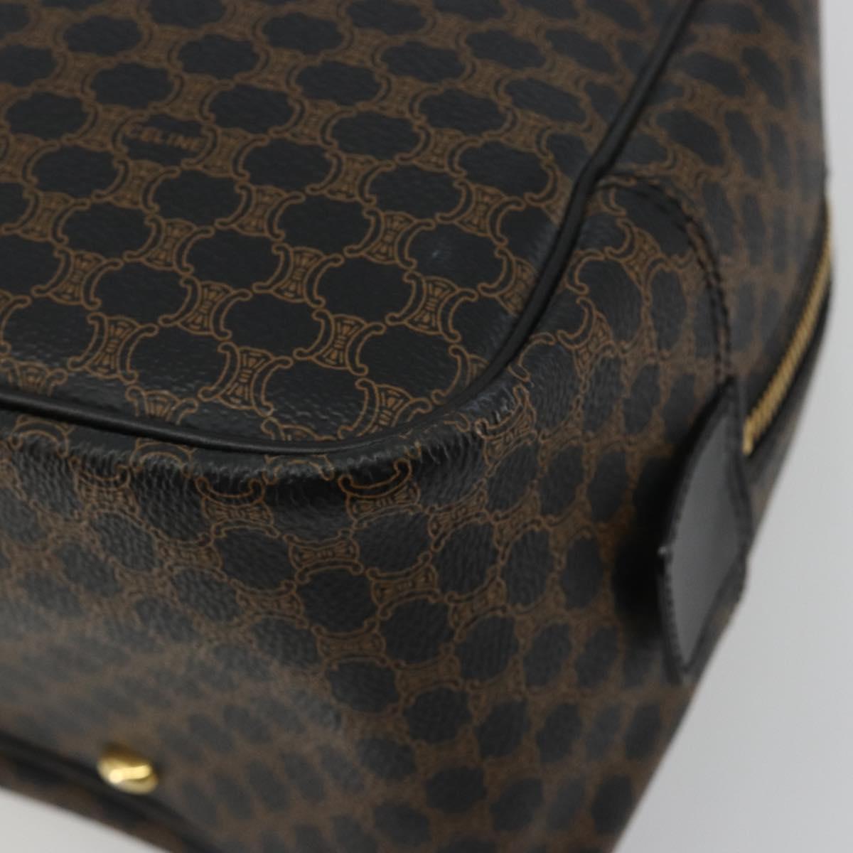 CELINE Macadam Canvas Hand Bag PVC Leather Black Gold Auth 188316V