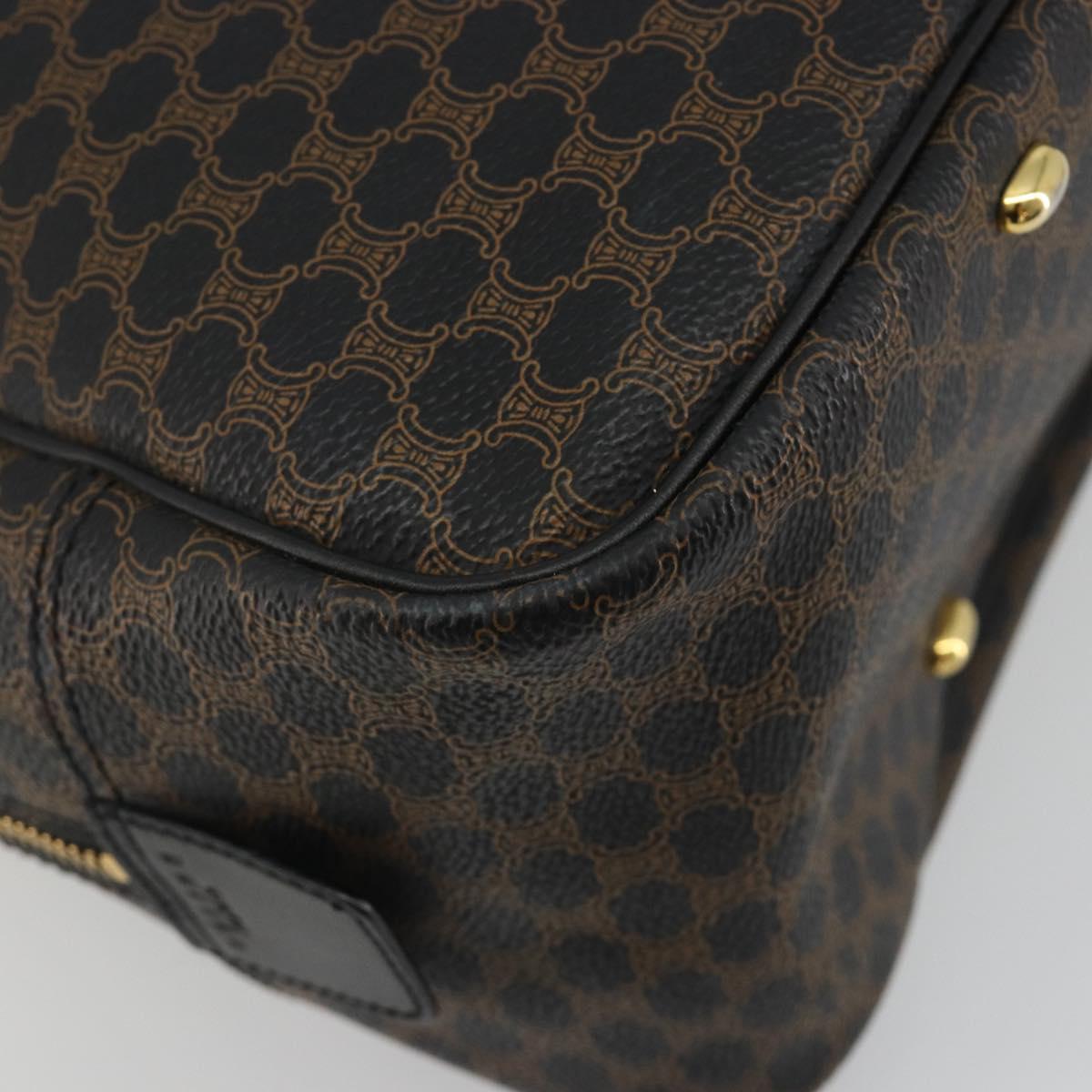 CELINE Macadam Canvas Hand Bag PVC Leather Black Gold Auth 188316V