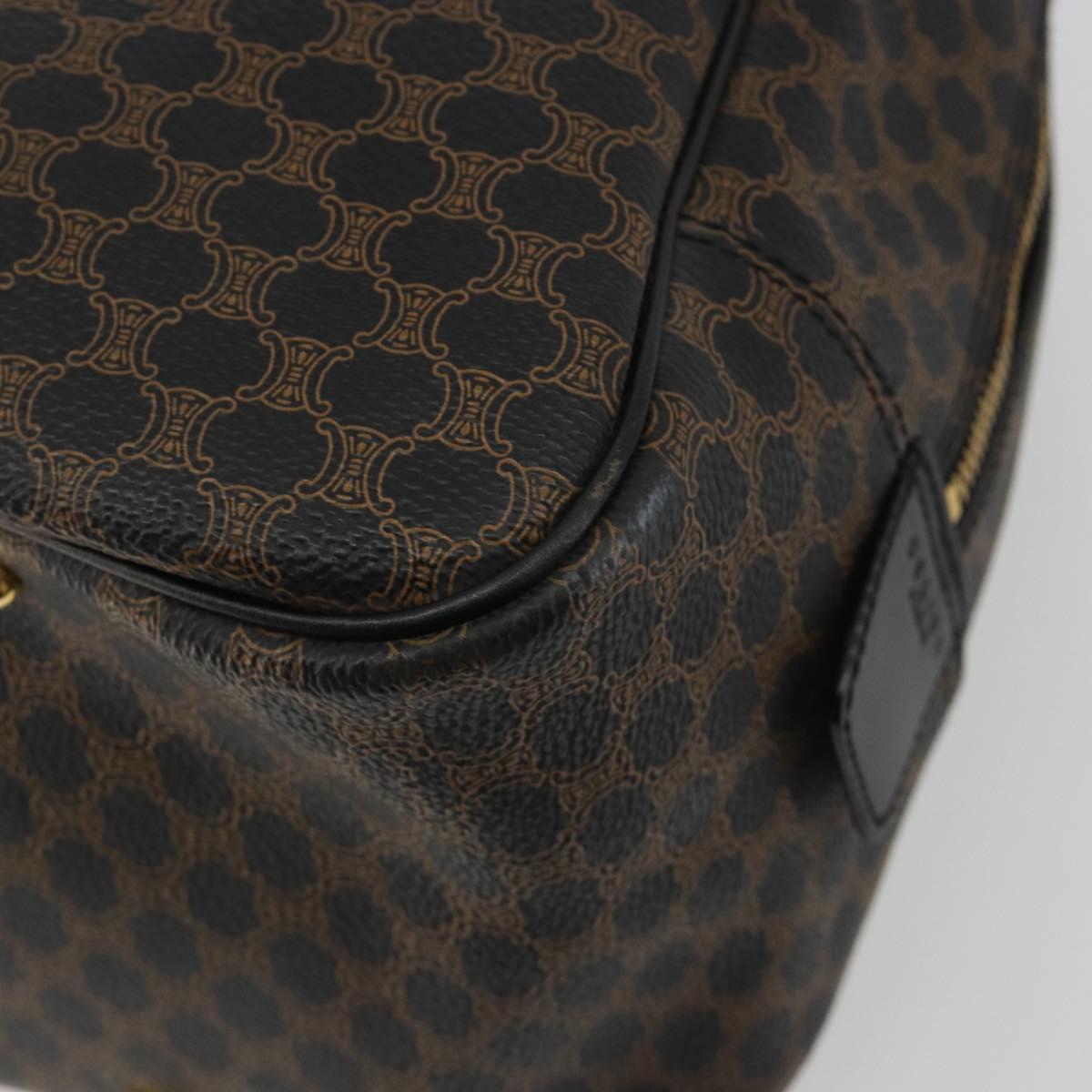 CELINE Macadam Canvas Hand Bag PVC Leather Black Gold Auth 188316V
