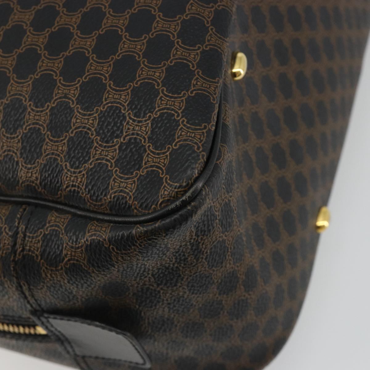 CELINE Macadam Canvas Hand Bag PVC Leather Black Gold Auth 188316V