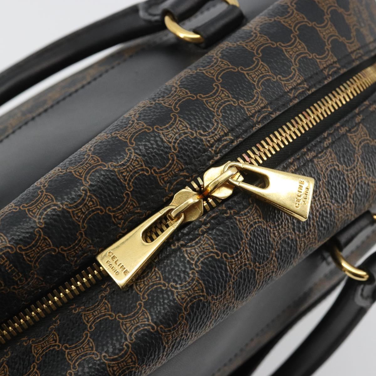 CELINE Macadam Canvas Hand Bag PVC Leather Black Gold Auth 188316V