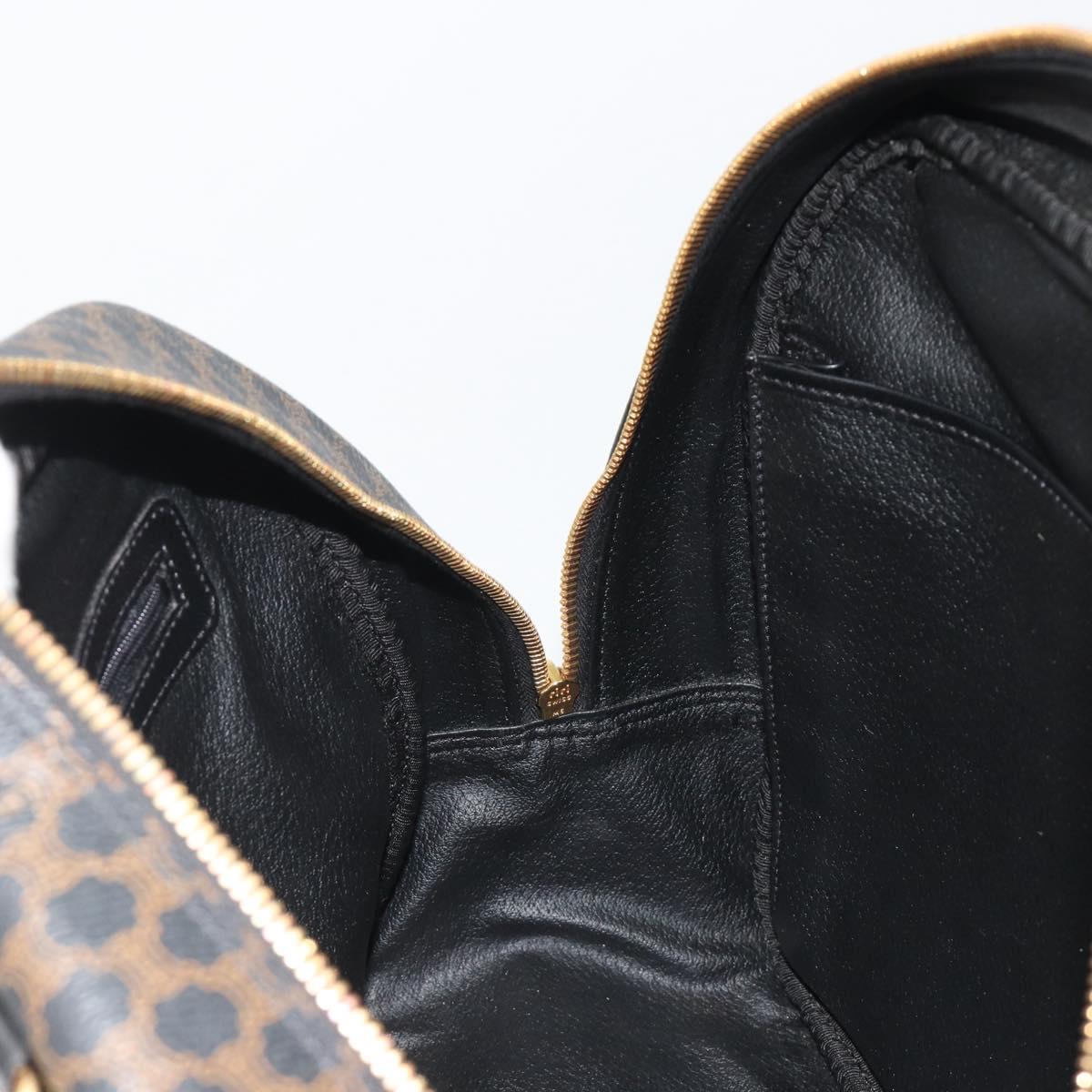 CELINE Macadam Canvas Hand Bag PVC Leather Black Gold Auth 188316V