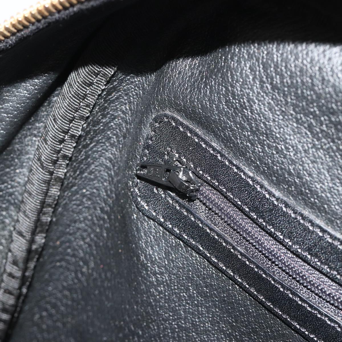 CELINE Macadam Canvas Hand Bag PVC Leather Black Gold Auth 188316V
