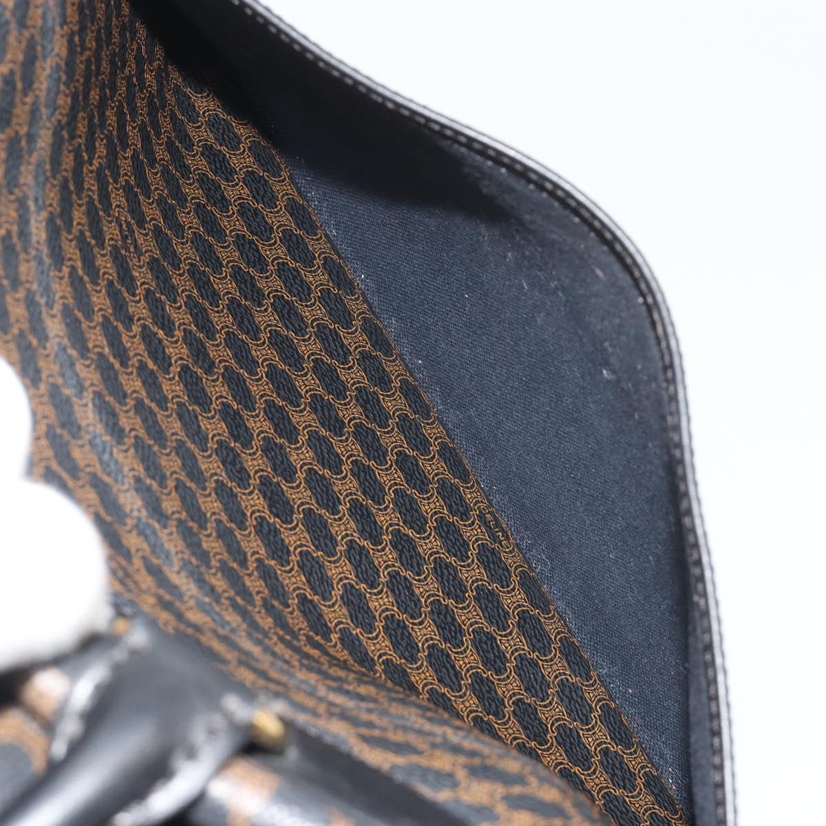 CELINE Macadam Canvas Hand Bag PVC Leather Black Gold Auth 188316V
