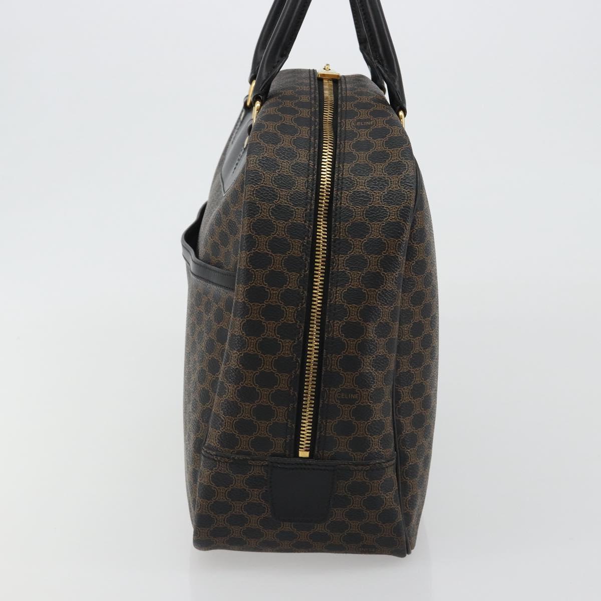 CELINE Macadam Canvas Hand Bag PVC Leather Black Gold Auth 188316V