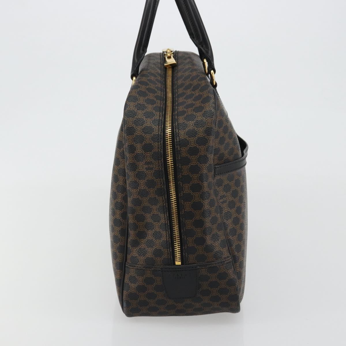 CELINE Macadam Canvas Hand Bag PVC Leather Black Gold Auth 188316V