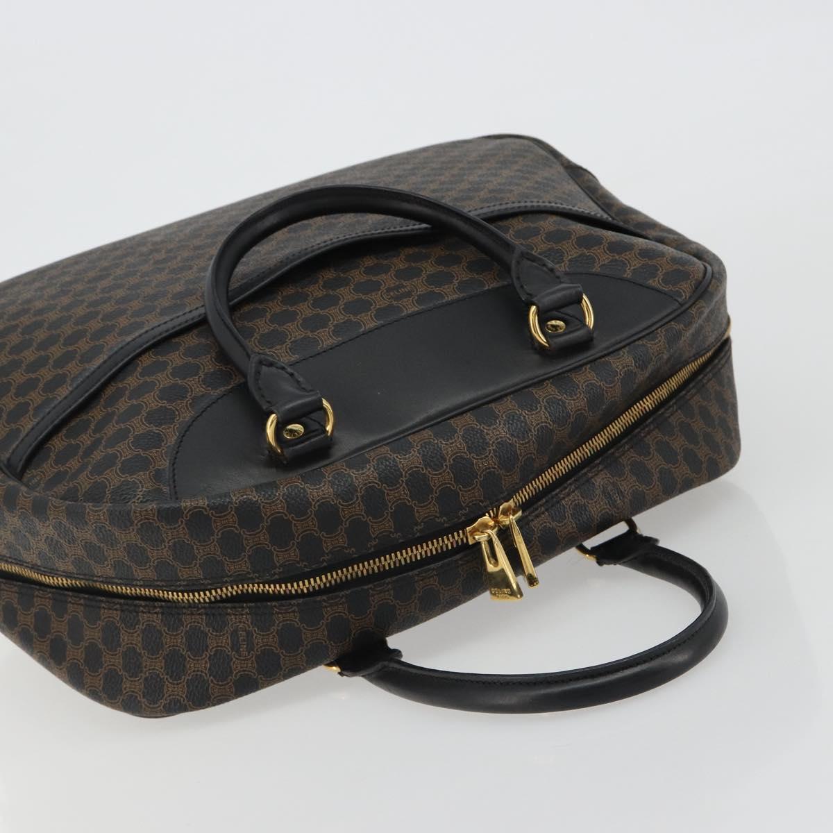 CELINE Macadam Canvas Hand Bag PVC Leather Black Gold Auth 188316V