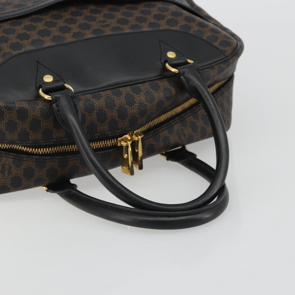 CELINE Macadam Canvas Hand Bag PVC Leather Black Gold Auth 188316V