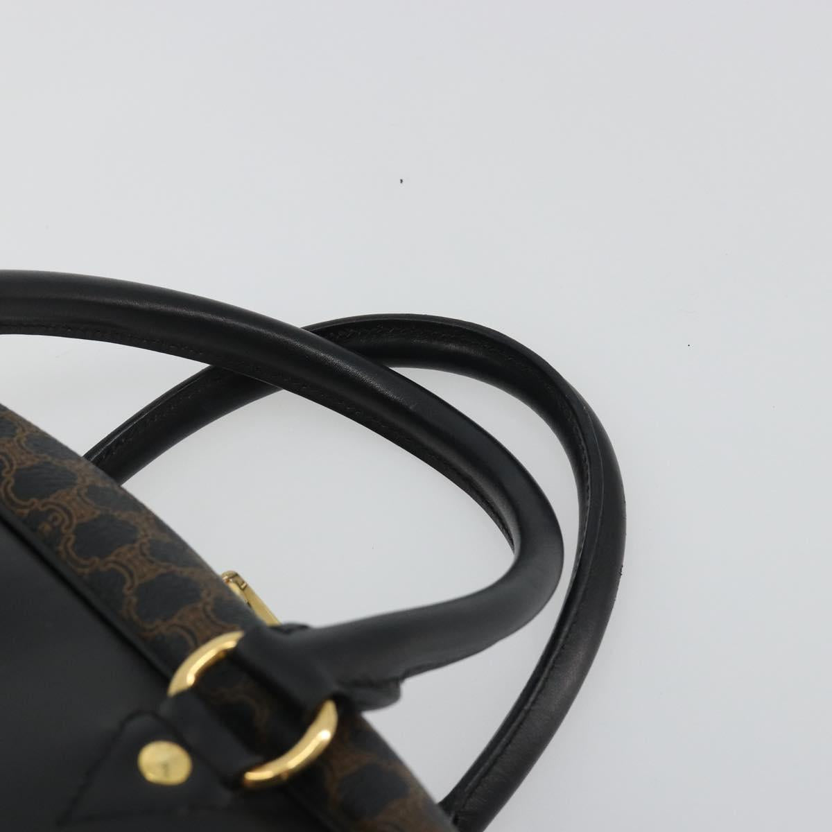 CELINE Macadam Canvas Hand Bag PVC Leather Black Gold Auth 188316V