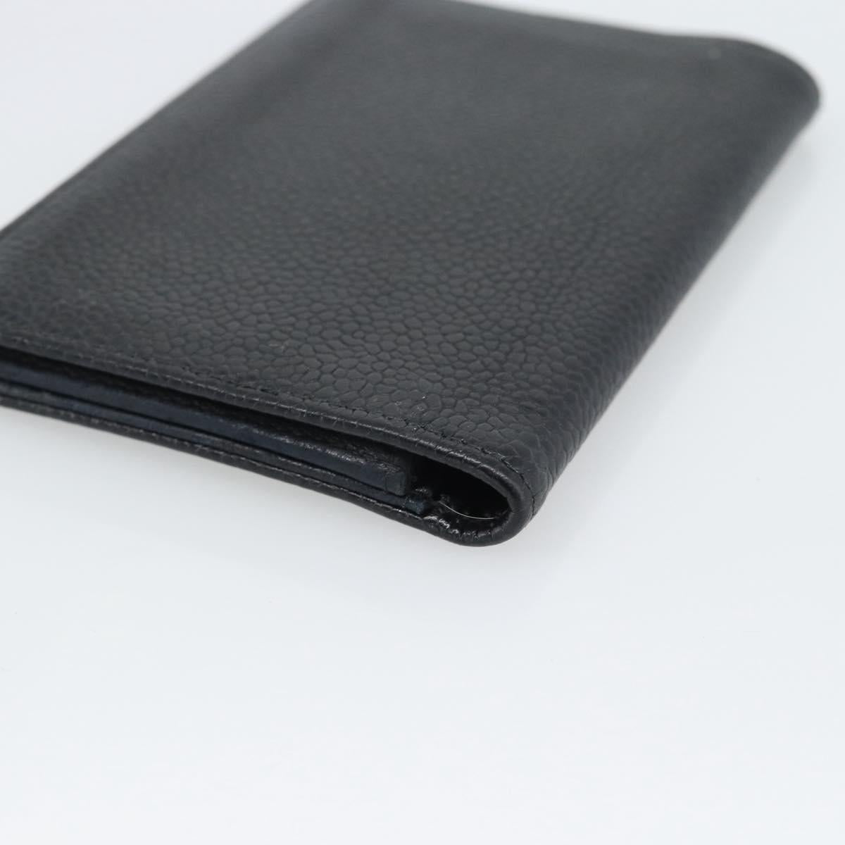 CHANEL Card Case Caviar Skin Black CC Auth 188321M