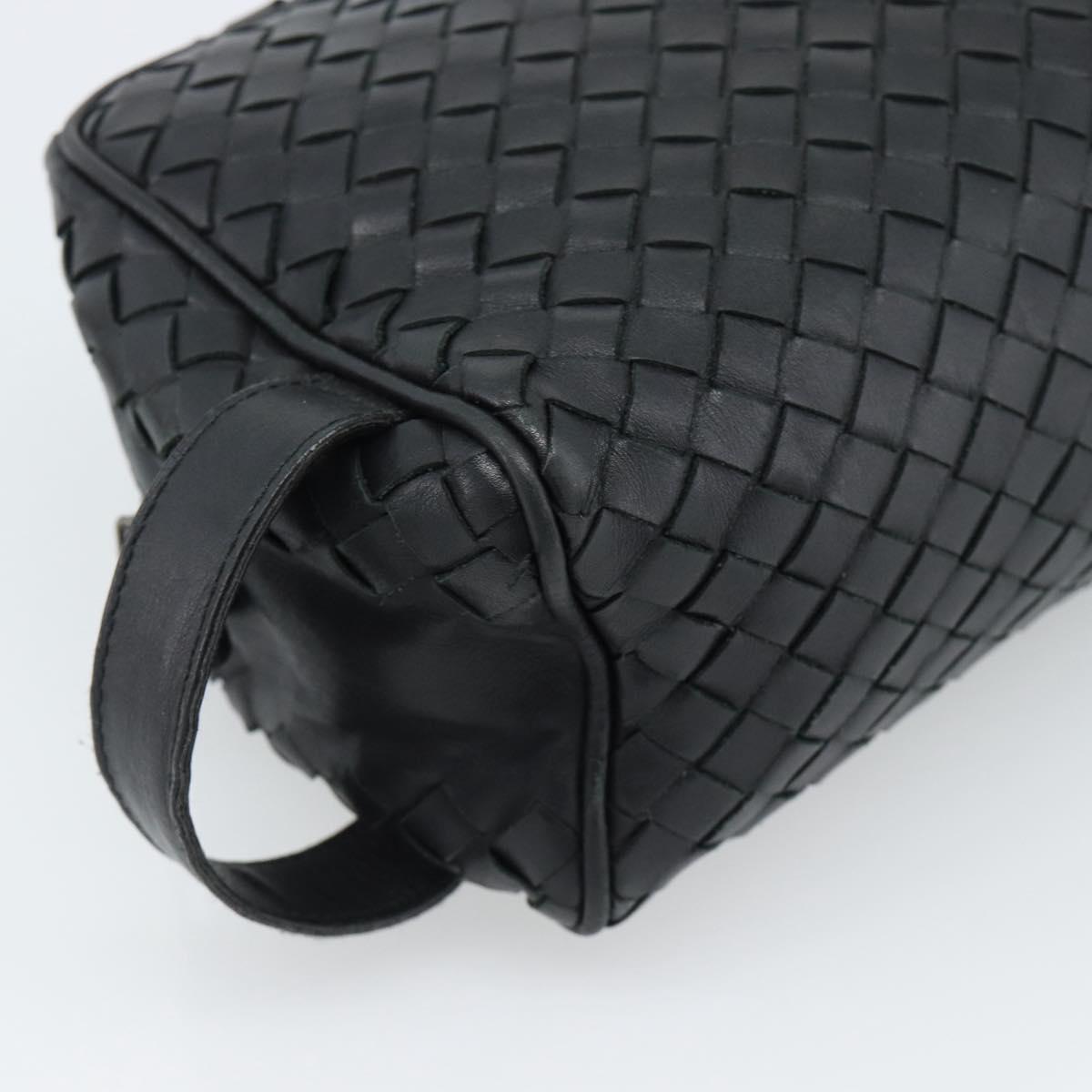 BOTTEGA VENETA INTRECCIATO Clutch Bag Leather Black Auth 188323A
