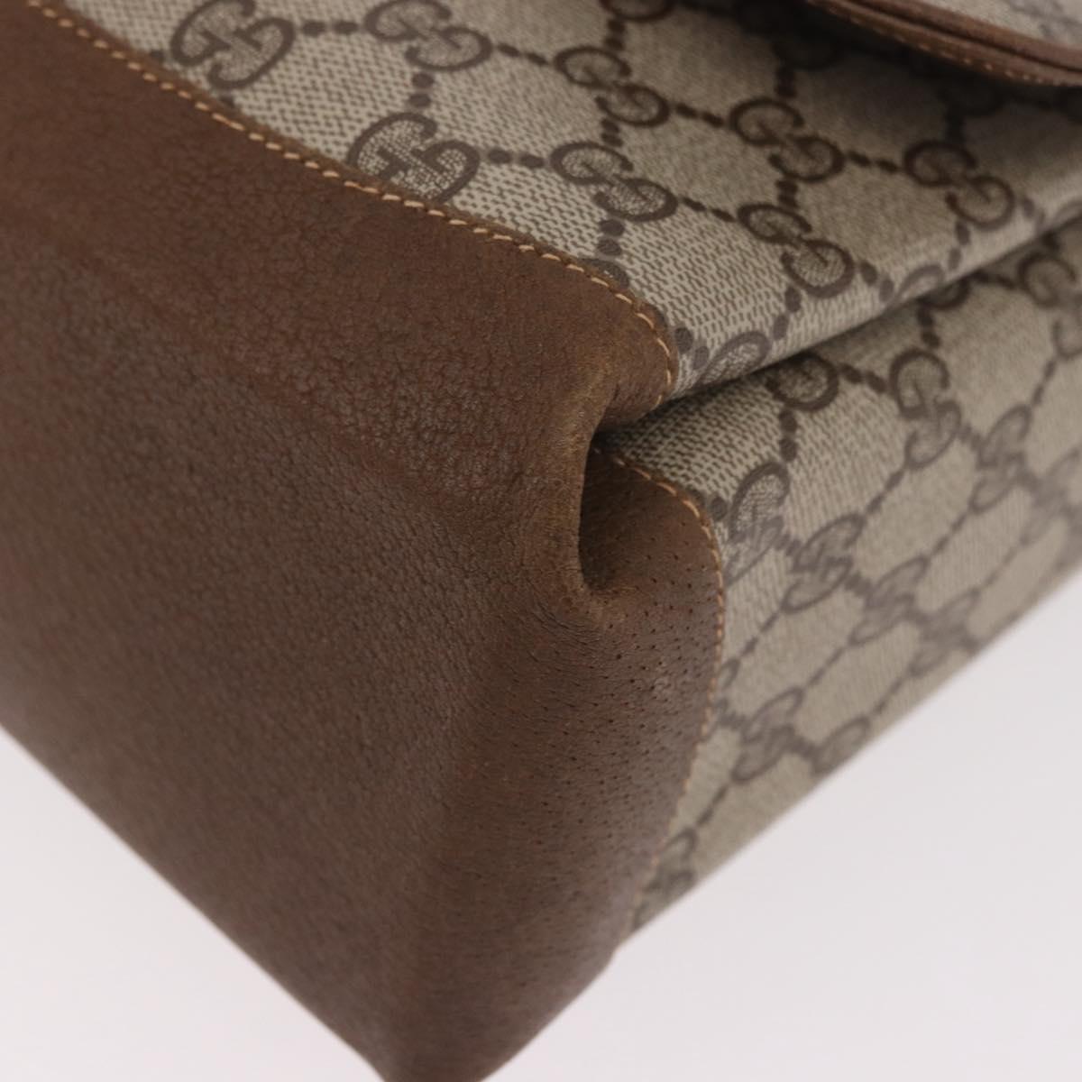 GUCCI GG Supreme Shoulder Bag PVC Beige Gold Auth 188325
