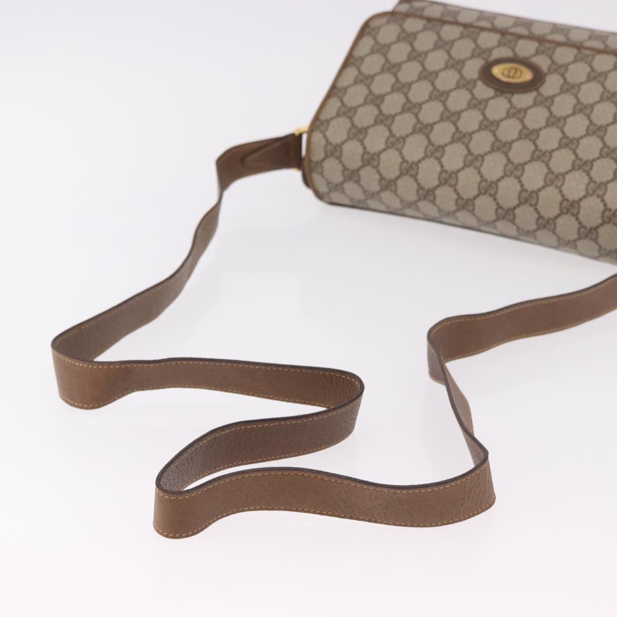 GUCCI GG Supreme Shoulder Bag PVC Beige Gold Auth 188325
