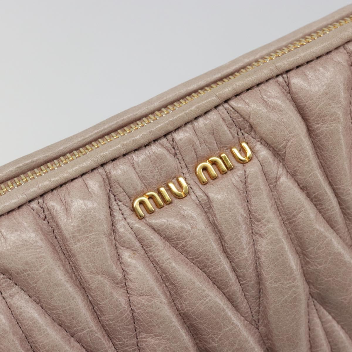 Miu Miu Matelasse Hand Bag Lamb Skin Pink Gold Auth 188328A