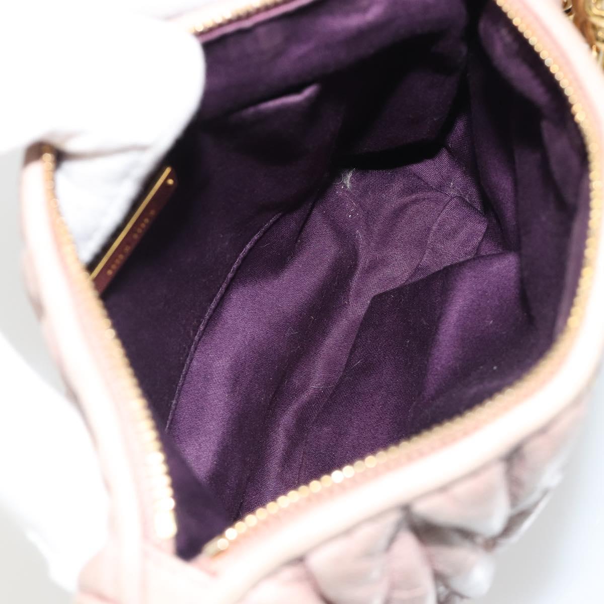 Miu Miu Matelasse Hand Bag Lamb Skin Pink Gold Auth 188328A