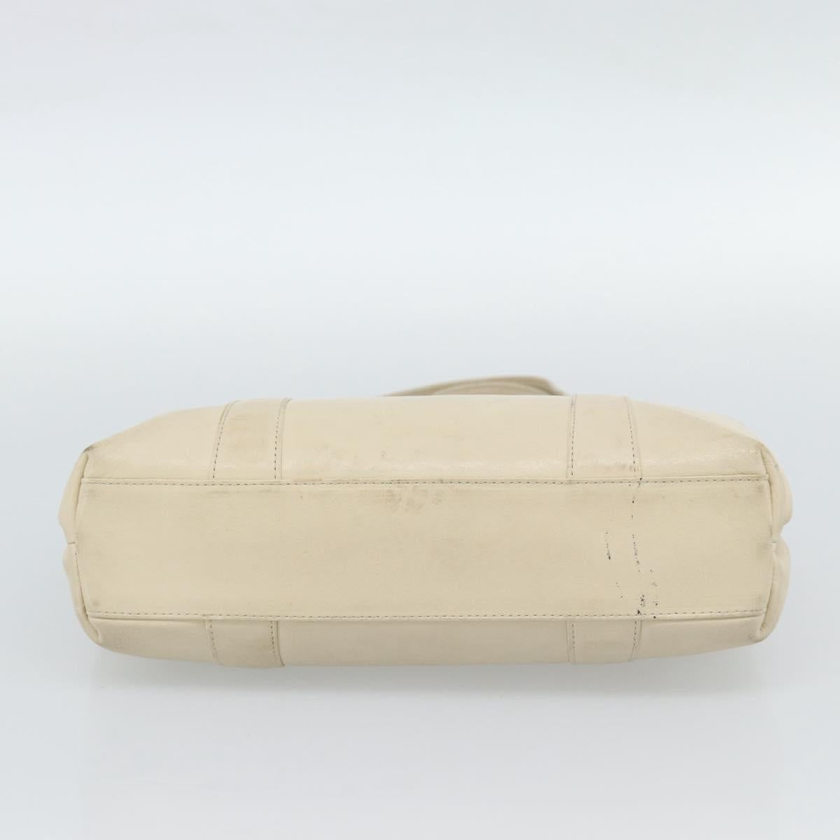 Christian Dior Hand Bag Leather Beige Gold Auth 188329