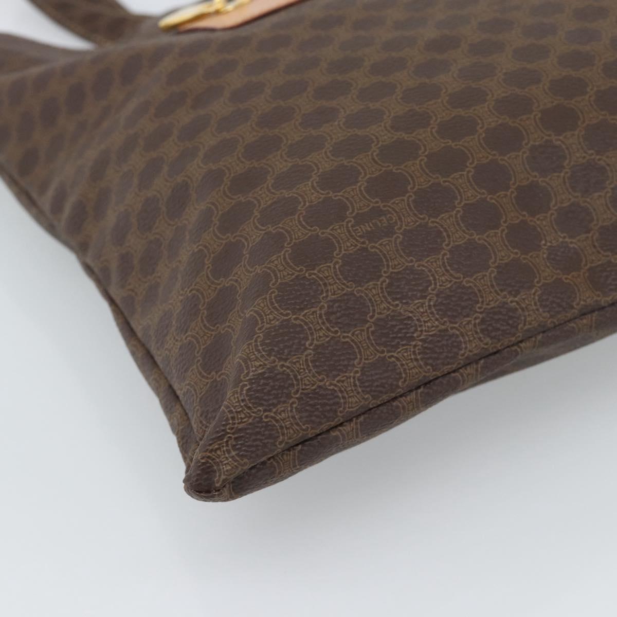 CELINE Macadam Canvas Tote Bag PVC Leather Brown gold Auth 188332A