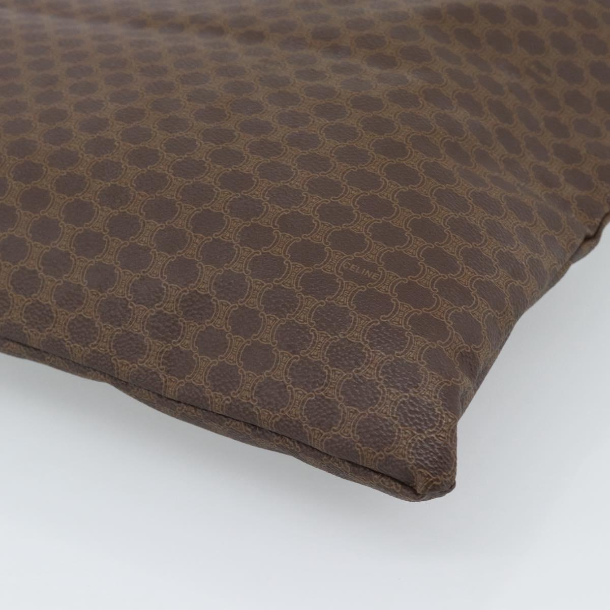 CELINE Macadam Canvas Tote Bag PVC Leather Brown gold Auth 188332A