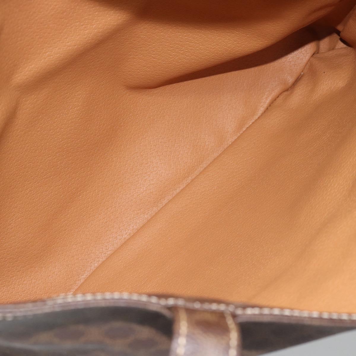 CELINE Macadam Canvas Tote Bag PVC Leather Brown gold Auth 188332A
