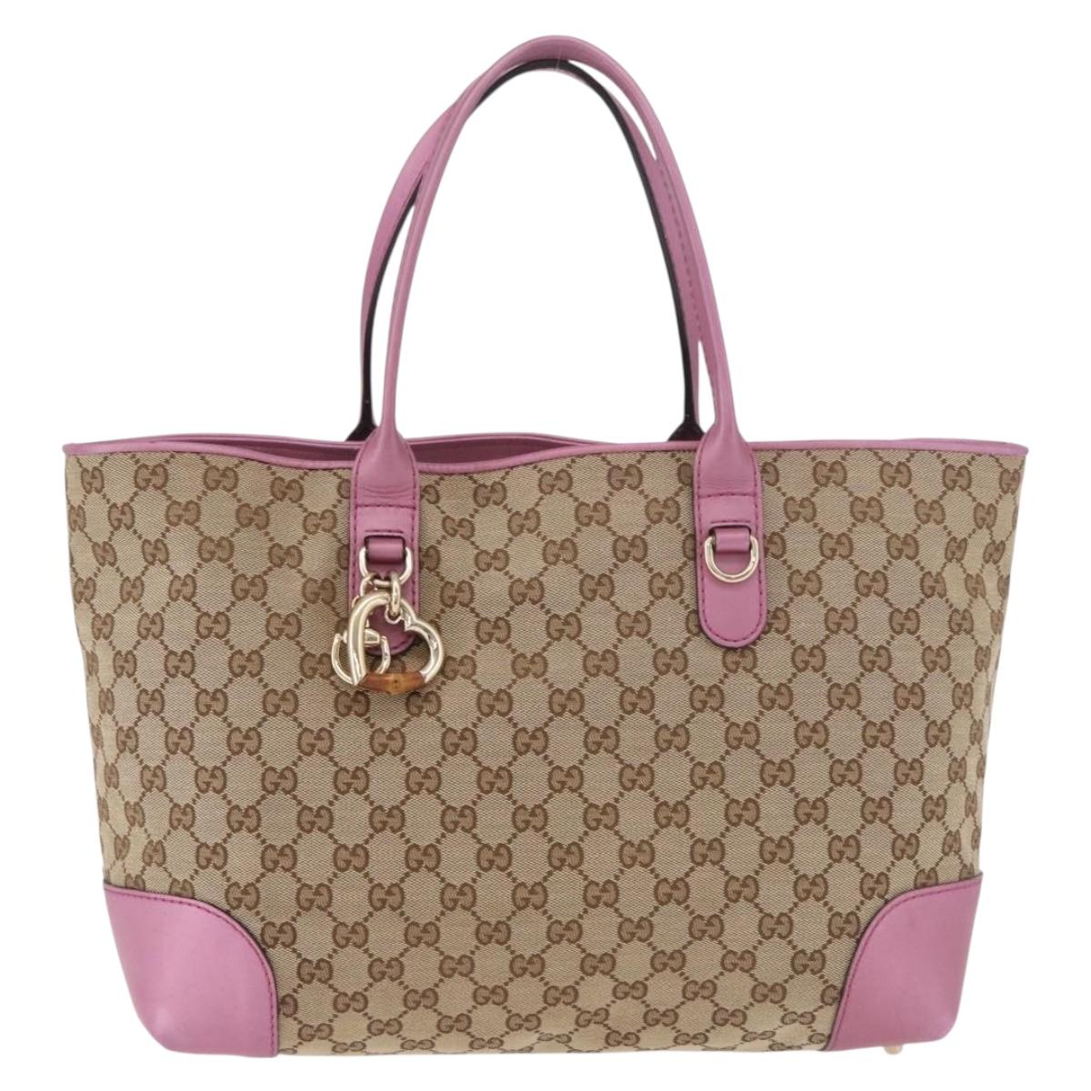 GUCCI GG Canvas Hand Bag Beige Gold 269956 Auth 188335