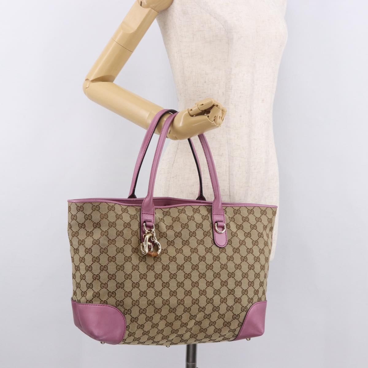 GUCCI GG Canvas Hand Bag Beige Gold 269956 Auth 188335