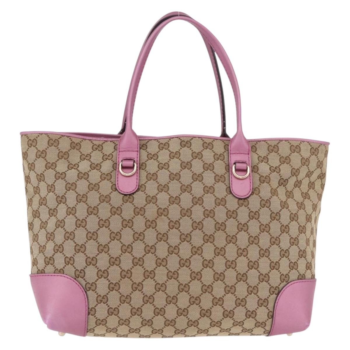 GUCCI GG Canvas Hand Bag Beige Gold 269956 Auth 188335