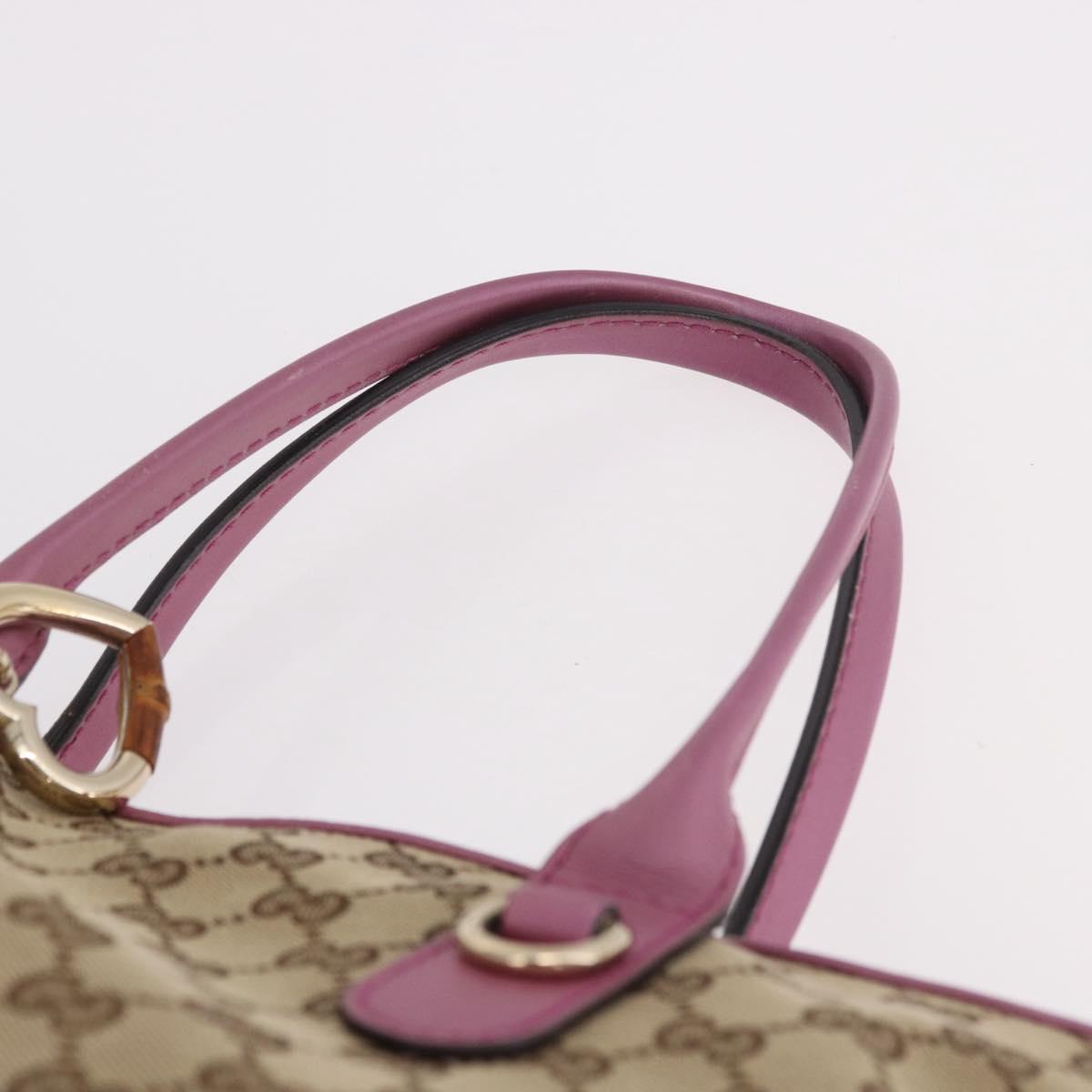 GUCCI GG Canvas Hand Bag Beige Gold 269956 Auth 188335