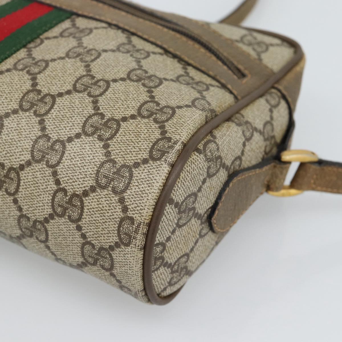 GUCCI GG Supreme Shoulder Bag PVC Beige Auth 188336