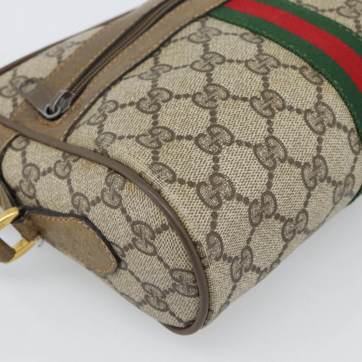 GUCCI GG Supreme Shoulder Bag PVC Beige Auth 188336