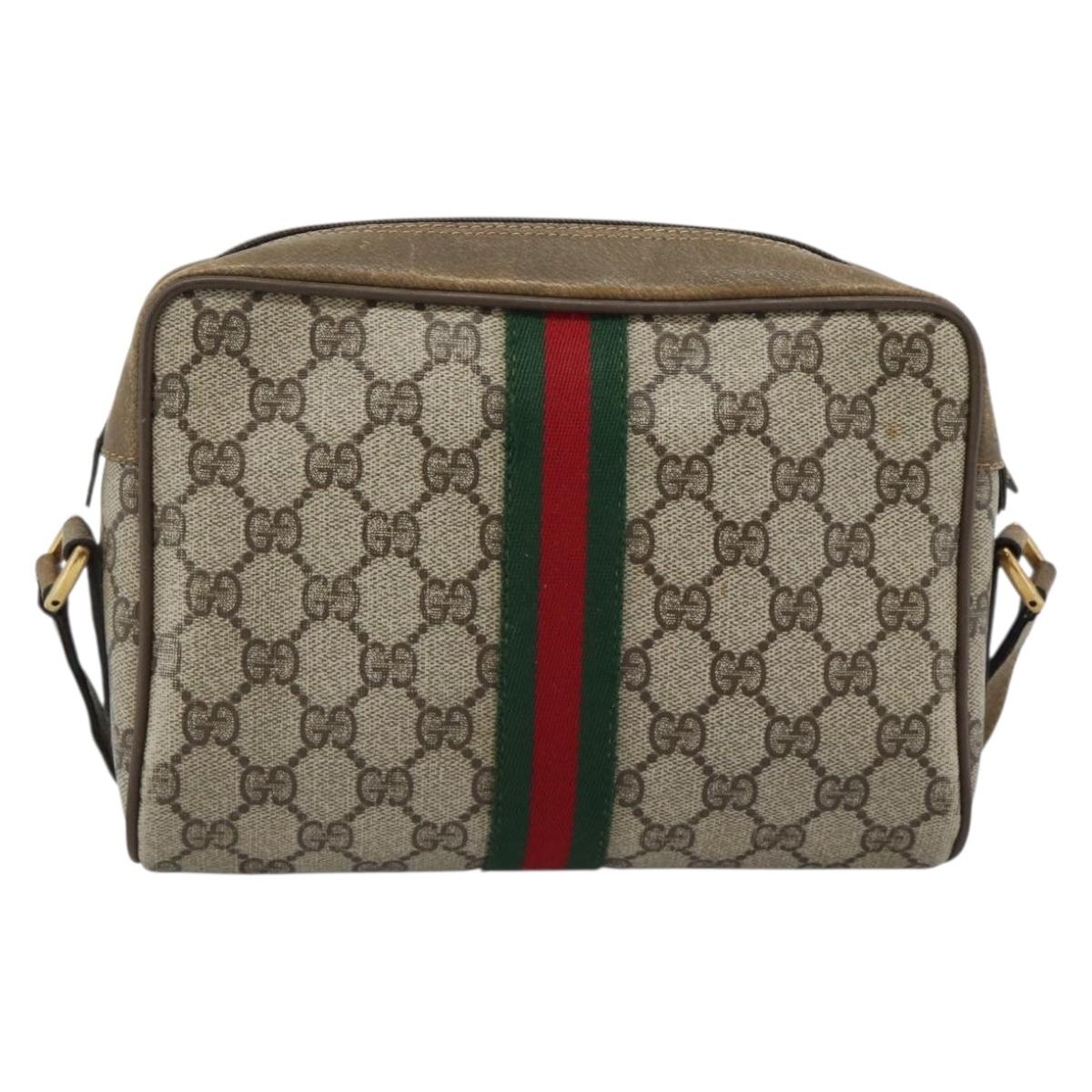 GUCCI GG Supreme Shoulder Bag PVC Beige Auth 188336